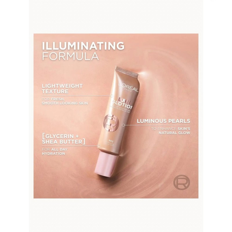هایلایتر مایع صورت و بدن لورآل مدل Lumi Glotion رنگ Light Glow شماره 902 تناژ رز گلد براق حجم 40 میلی لیتر