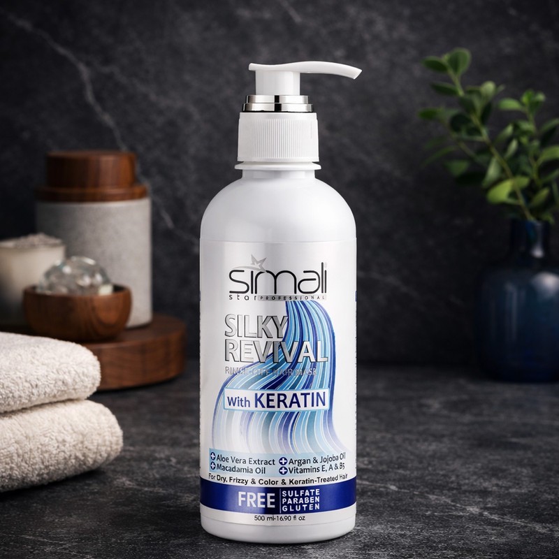ماسک مو نرمکننده سیمالی استار مدل Silky Revival مناسب برای موهای خشک، وز و کراتین شده حجم 500 میلیلیتر