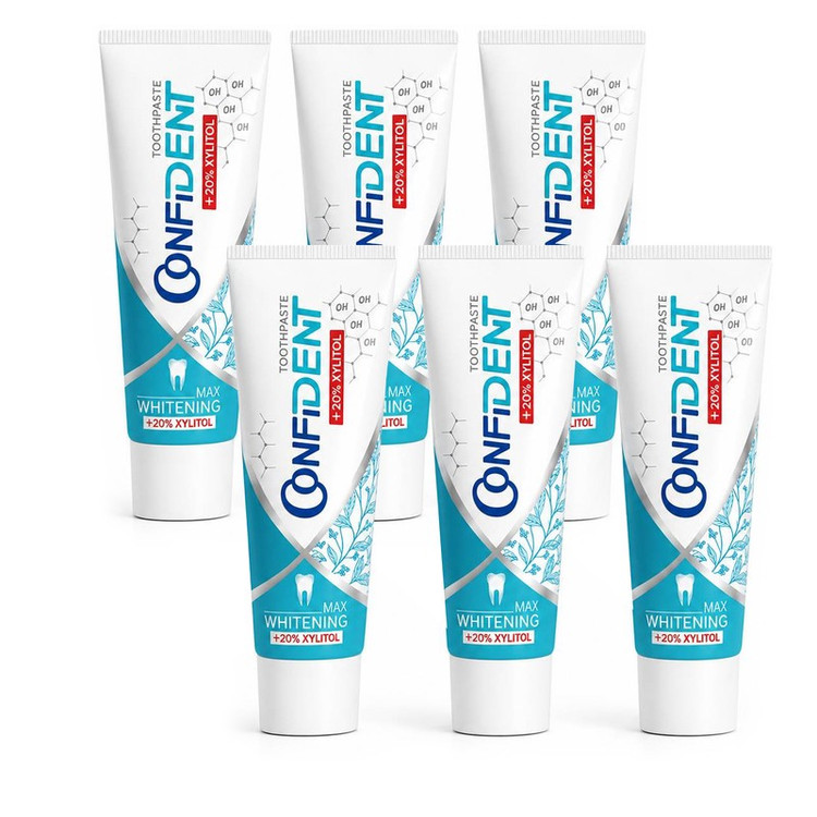 خمیر دندان سفید کننده کانفیدنت مدل Whitening-Max06 مناسب برای انواع دندان حجم 100 میلی لیتر مجموعه 6 عددی
