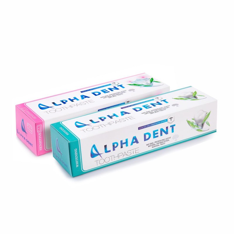 خمیر دندان آلفادنت مدل Sensitive and whitening حجم 75 میلی لیتر بسته 2 عددی