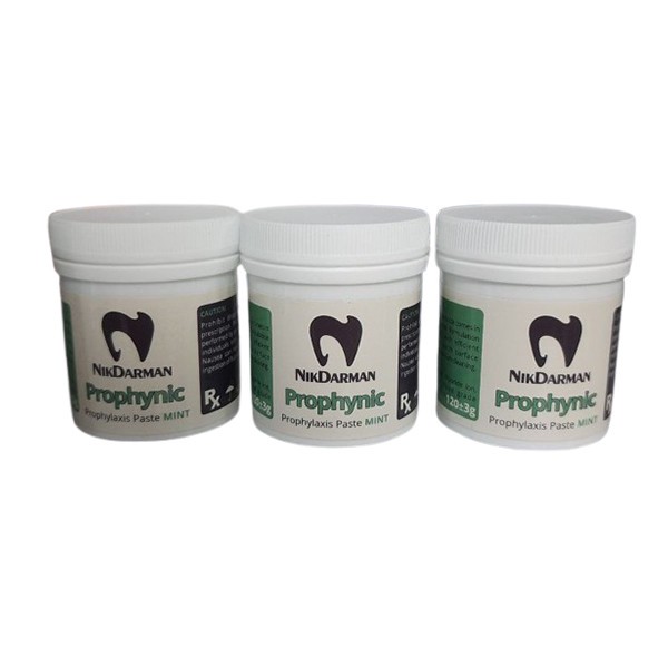 خمیر جرمگیری دندان پزشکی نیک درمان مدل فلوراید prophylaxis paste وزن 120 گرم مجموعه 3 عددی