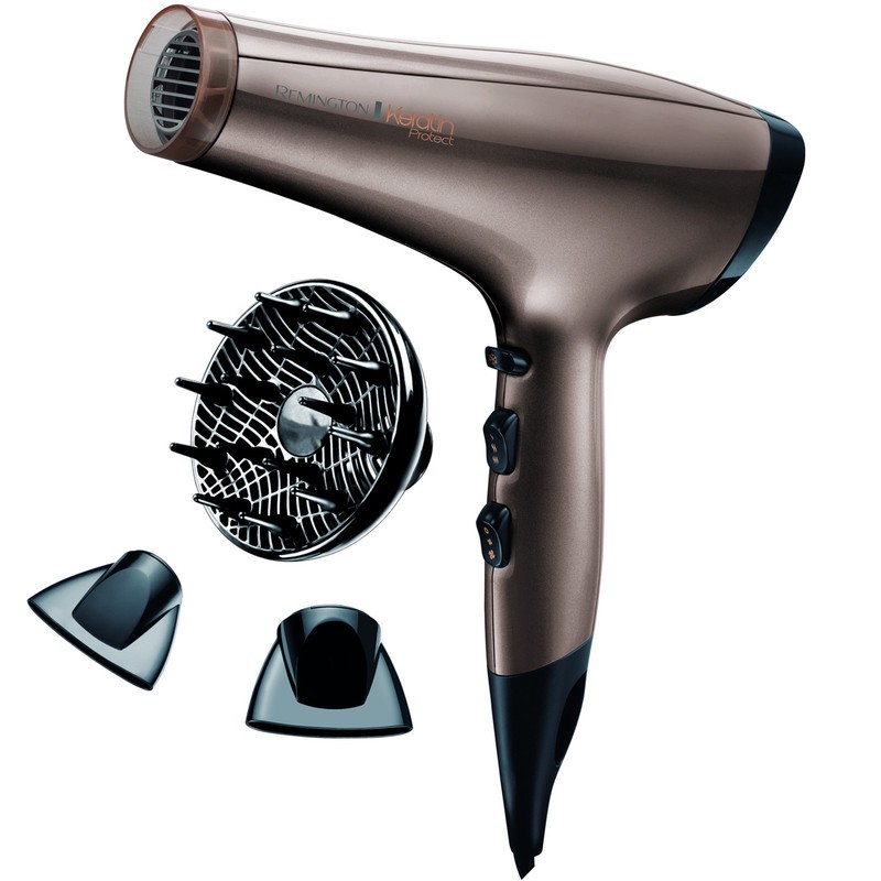 سشوار رمینگتون مدل AC8002 Keratin Protect با موتور AC، توان 2200 وات، فناوری تولید یون، محافظت از کراتین مو، تنظیم دم...