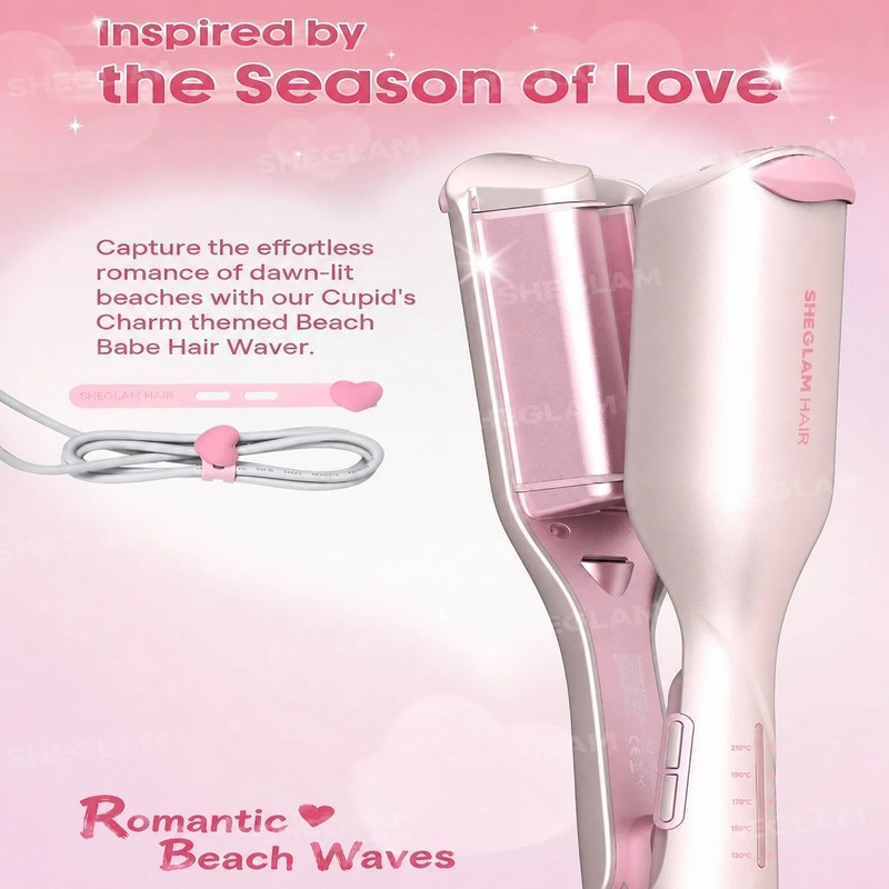 فر کننده مو شیگلم مدل Cupids Charm Beach Babe Hair Waver سایز 19 میلیمتر با تایمر هوشمند و پوشش سرامیکی