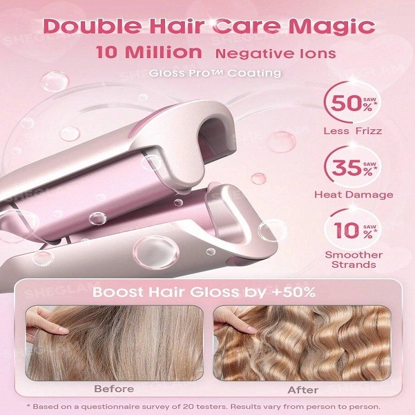 فر کننده مو شیگلم مدل Cupids Charm Beach Babe Hair Waver سایز 19 میلیمتر با تایمر هوشمند و پوشش سرامیکی