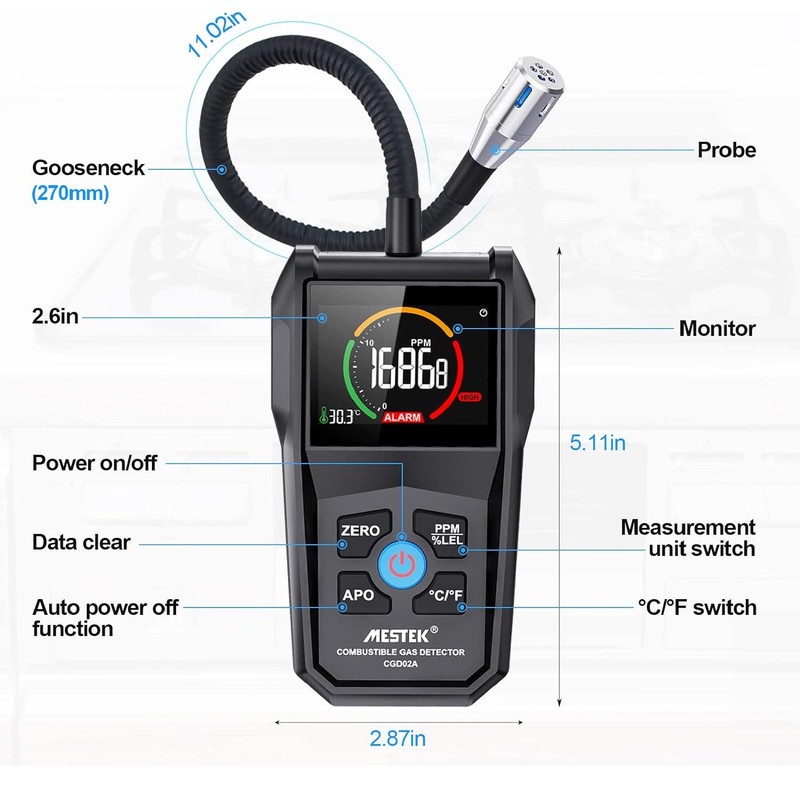 نشت یاب گاز دیجیتال مستک مدل CGD02A