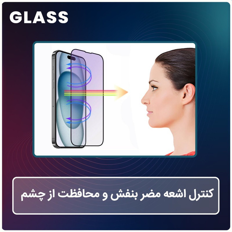 محافظ صفحه نمایش فیلتر بنفش گلس مدل Eye Care مناسب برای گوشی موبایل اچ ام دی Pulse Plus