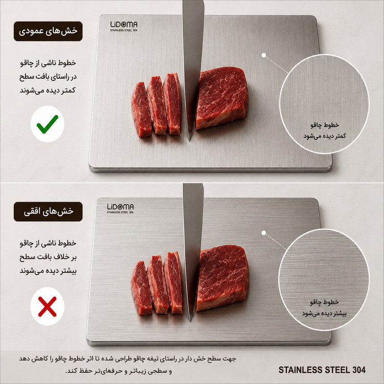 تخته گوشت لیدوما مدل استیل کد ST L40W30