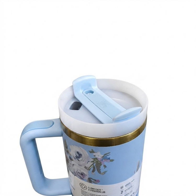 تراول ماگ مدل گلدار کد Bl-12ue استیل ضد زنگ گنجایش 1.18 لیتر