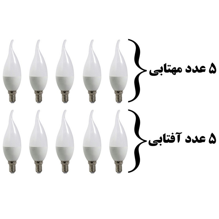 لامپ ال ای دی 6 وات پارس نوین مدل شمعی اشکی پایه E14 کد 2 مجموعه 10 عددی