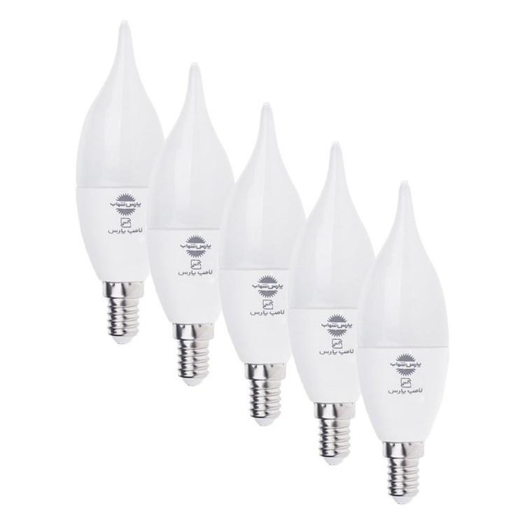 لامپ ال ای دی 6 وات پارس شهاب پایه E14 بسته 5 عددی