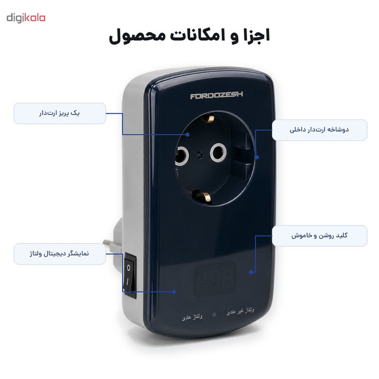 محافظ ولتاژ یخچال و فریزر فروزش مدل لوتوس LT-100DW
