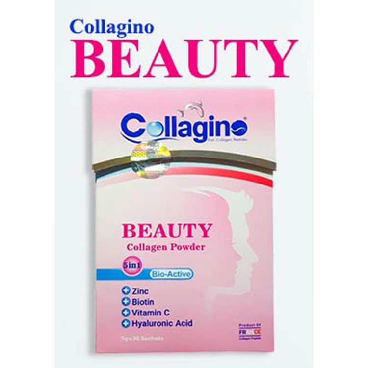 پودر کلاژن تقویتکننده پوست، مو و ناخن کلاژینو بیوتی مدل Beauty حاوی کلاژن پپتاید ماهی، ویتامین سی، زینک، بیوتین و هیا...