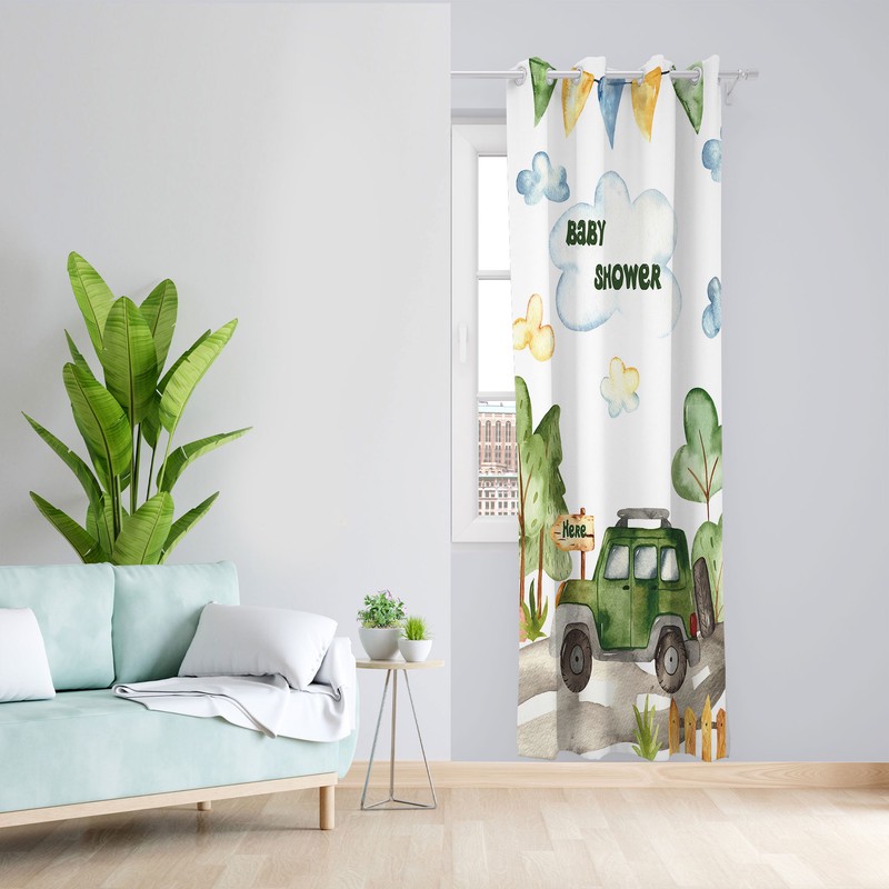 پرده مدل اتاق کودک مخمل پانچی کد 4529 سایز 140x200 سانتی متر