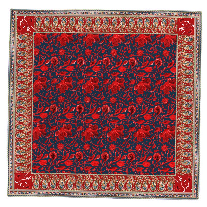 رومیزی طرح گل قرمز یلدا کد 9982
