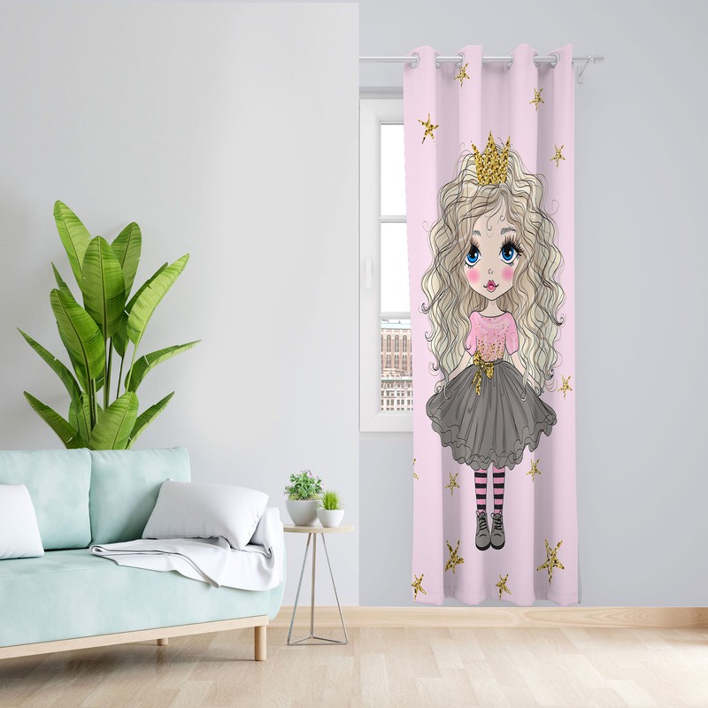 پرده مدل دخترانه مخمل پانچی کد 1003 سایز 140x280 سانتی متر