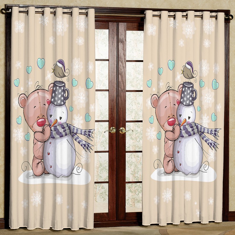 پرده مدل مخمل پانچی طرح کودک کد 1832T2 سایز 200x140 سانتی متر