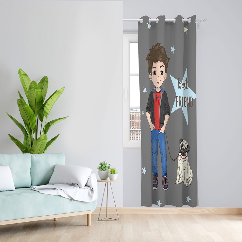 پرده مدل اتاق کودک مخمل پانچی طرح پسرانه کد 4694 سایز 140x280 سانتی متر