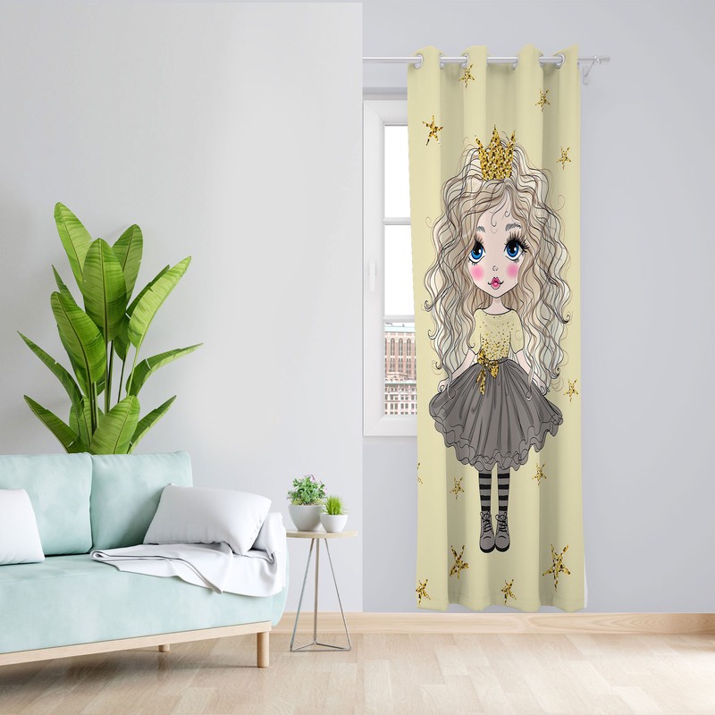 پرده مدل اتاق کودک دخترانه مخمل پانچی کد 1007 سایز 140x200 سانتی متر