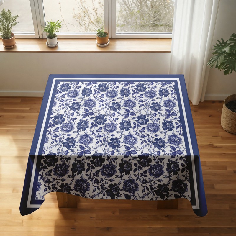 رومیزی ریحانلوکس مدل رز آبی RH134 سایز 97x97 سانتیمتر
