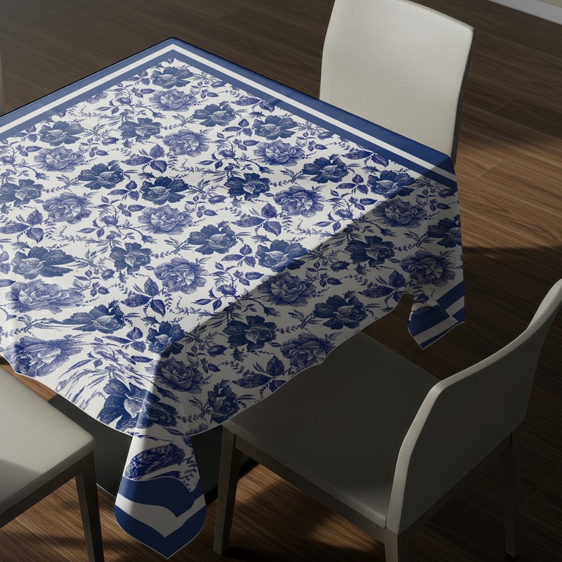 رومیزی ریحانلوکس مدل رز آبی RH134 سایز 97x97 سانتیمتر