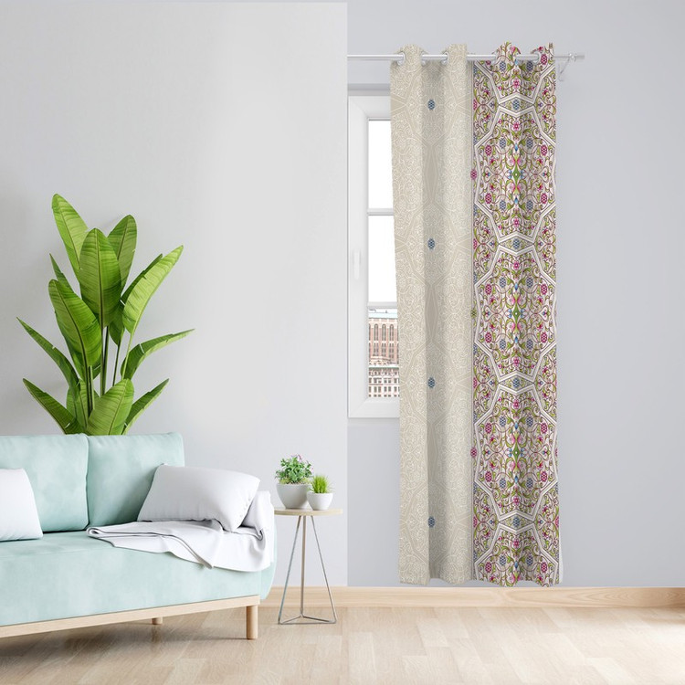 پرده طرح سنتی مدل مخمل پانچی کد L 164 Z سایز 140x200 سانتی متر