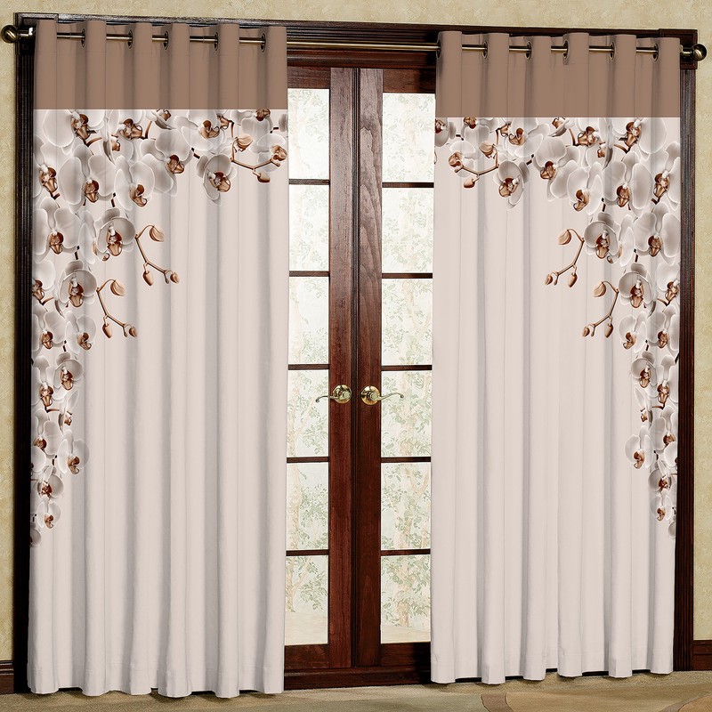 پرده مدل گل ارکیده کرم هازان پانچی کد 4245 سایز 140x200 سانتی متر