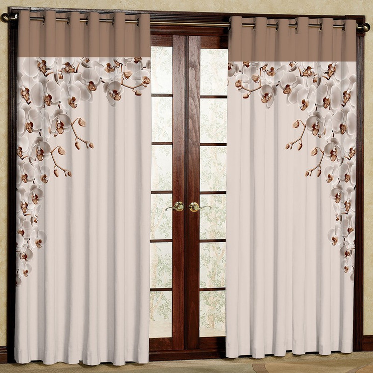 پرده مدل گل ارکیده کرم هازان پانچی کد 4245 سایز 140x200 سانتی متر