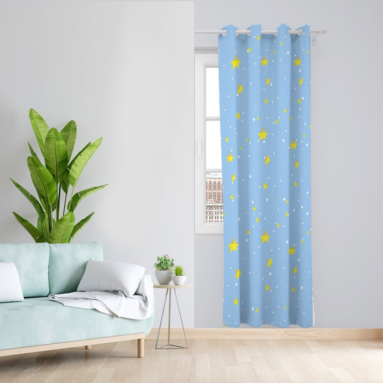 پرده طرح کودک ستاره مدل مخمل پانچی کد 4093 z سایز 140x200 سانتی متر