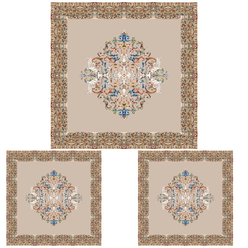 ست رومیزی سه تکه مربع طرح آبرنگ کد 9946.3