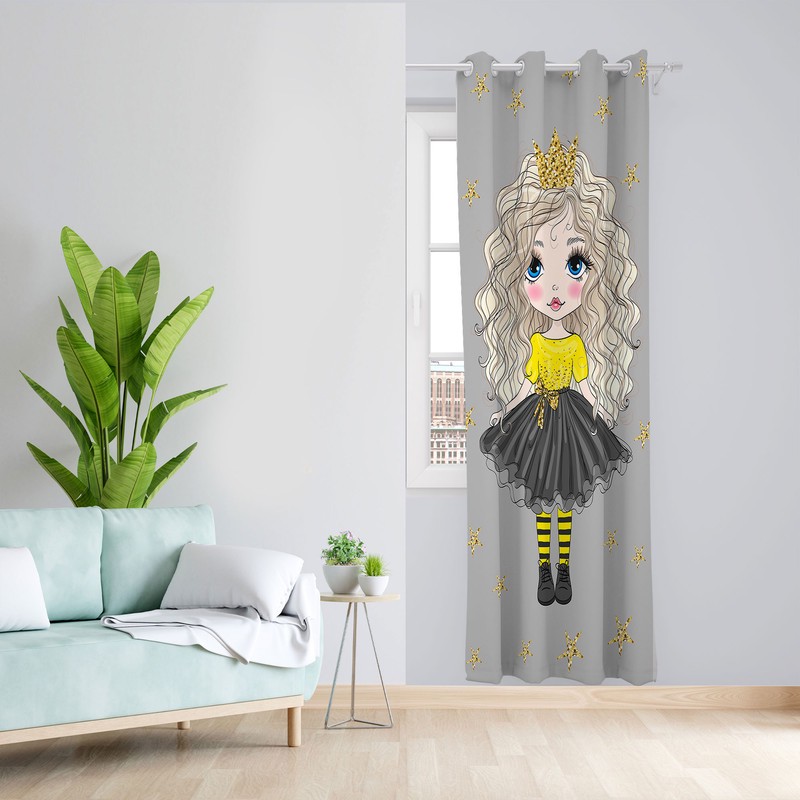 پرده مدل دخترانه مخمل پانچی کد 4753 سایز 140x200 سانتی متر