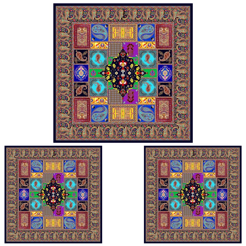 ست رومیزی سه تکه طرح ترمه کد 9275
