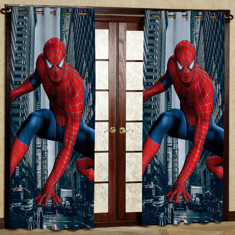 پرده مدل کودک مخمل پانچی طرح مرد عنکبوتی کد 4671T2 سایز 200x140 سانتی متر