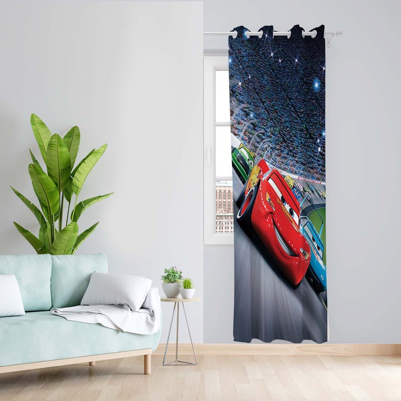 پرده طرح کودک ماشین مدل مخمل پانچی کد 1548 z سایز 140x200 سانتی متر