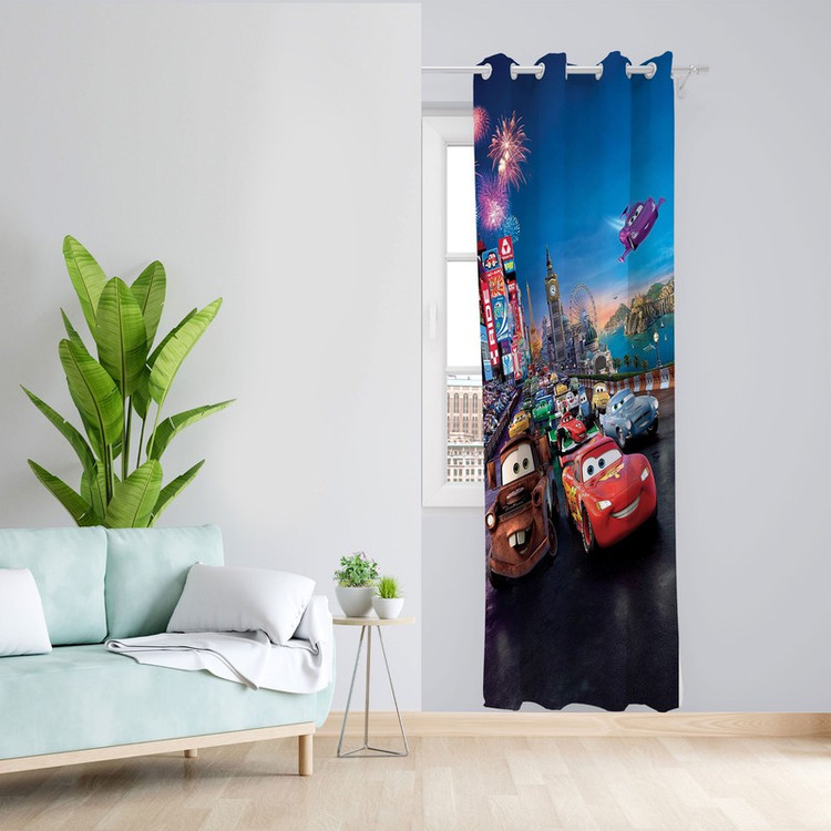 پرده مدل کارتون مکویین مخمل پانچی کد 1203 سایز 140x280 سانتی متر