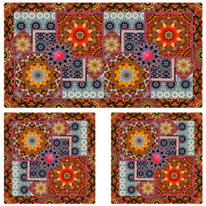 ست رومیزی سه تکه طرح چهل تکه کد 9974