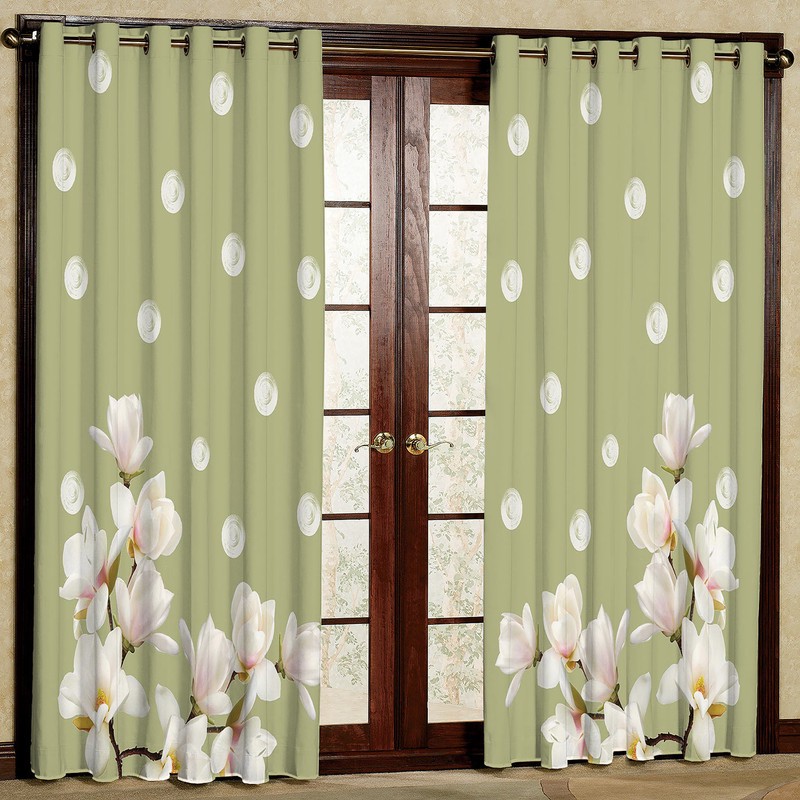 پرده مدل گل دار زمینه سبز هازان پانچی کد 1394 سایز 140x200 سانتی متر