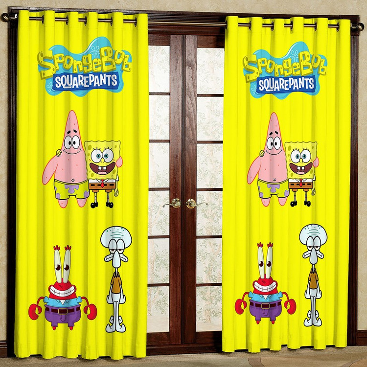 پرده مدل مخمل پانچی طرح باب اسفنجی کد 4161T2 سایز 200x140 سانتی متر