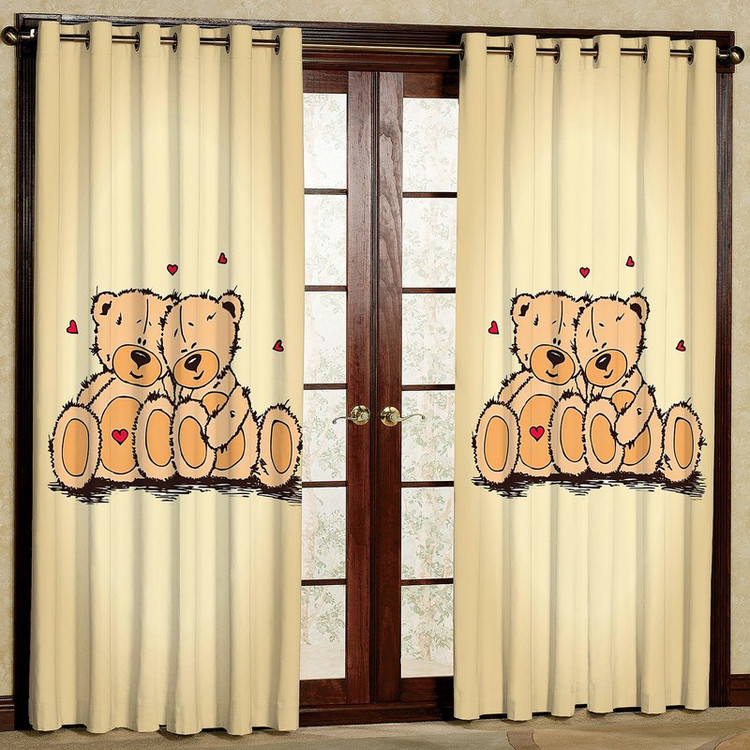 پرده مدل مخمل پانچی طرح کودک تدی کد 1147T2سایز 200x140 سانتی متر