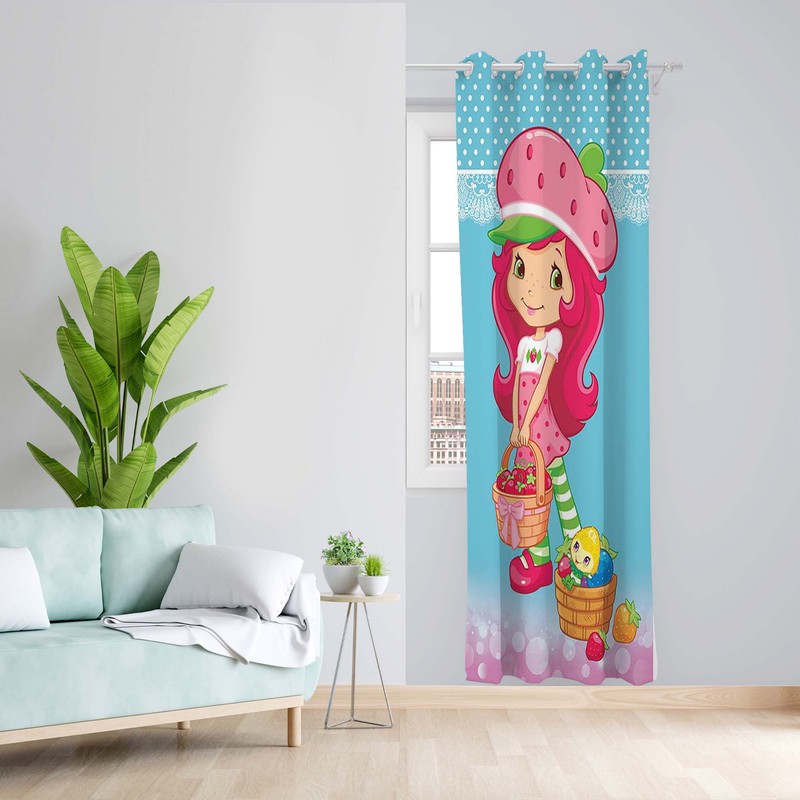 پرده طرح کودک توت فرنگی مدل مخمل پانچی کد 1576 z سایز 140x200 سانتی متر