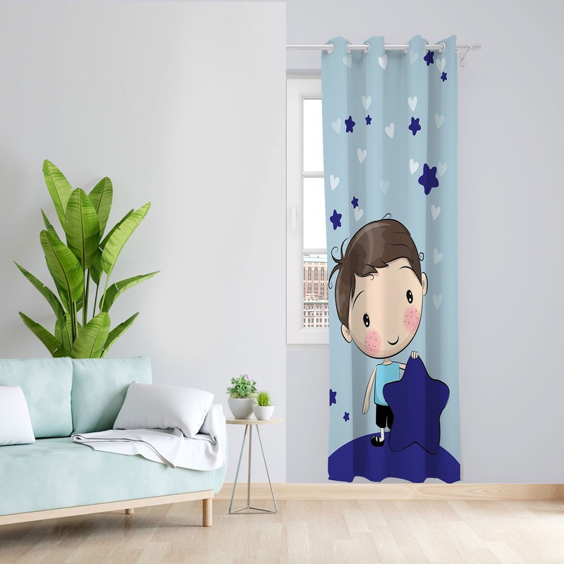 پرده مدل اتاق کودک مخمل پانچی طرح پسرانه کد 4082 سایز 140x280 سانتی متر