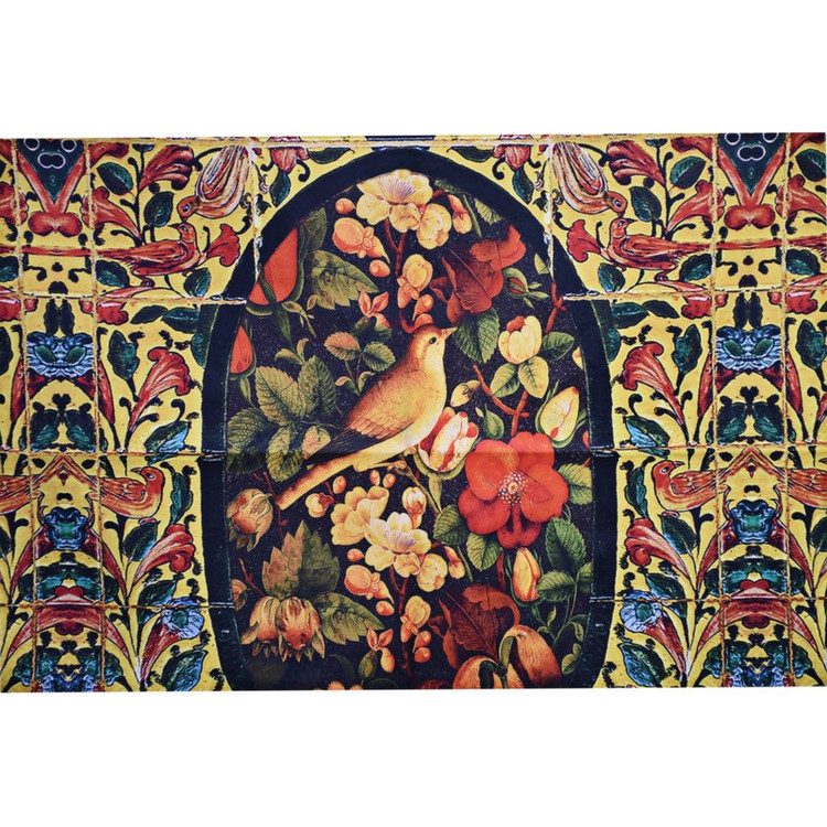 رومیزی مدل مخمل طرح گل و مرغ کد 91
