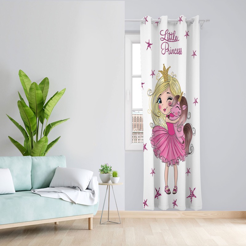 پرده مدل دخترانه پانچی کد 1027 سایز 140x280 سانتی متر