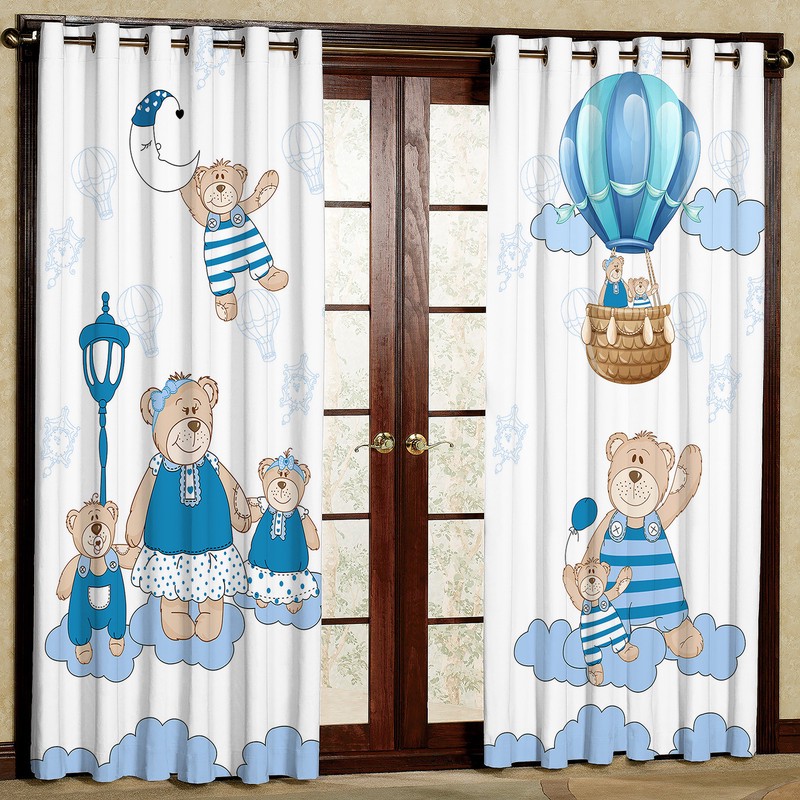 پرده طرح خانواده تدی مدل مخمل پانچی کد 4284 H سایز 200x140 سانتی متر