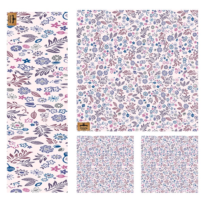 ست رومیزی 4 تیکه رومیزی باز مدل گل و برگ کد 11053