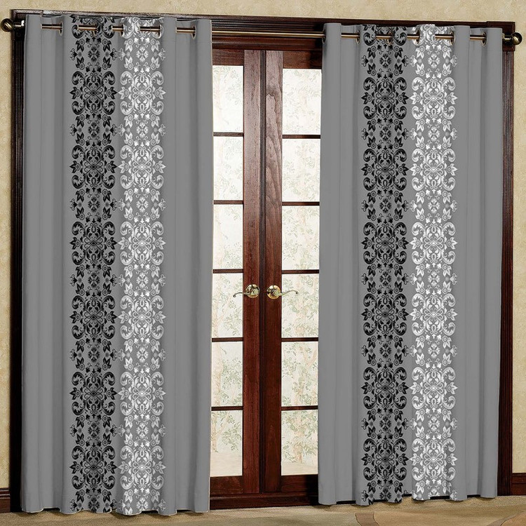 پرده بارمان دکور طرح اسلیمی مدل مخمل پانچی کد 1593 W سایز 140x280 سانتی متر