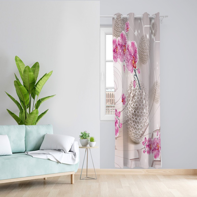 پرده طرح گل مدل مخمل پانچی کد L 1342R Z سایز 140x200 سانتی متر