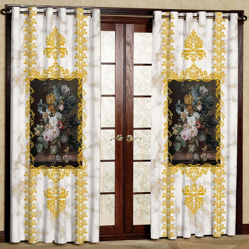 پرده بارمان دکور طرح گل مدل هازان پانچی کد 5270 W سایز 140x280 سانتی متر