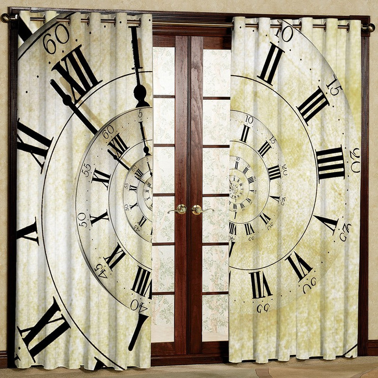 پرده طرح ساعت مخمل پانچی کد 1010L سایز 140x280 سانتی متر