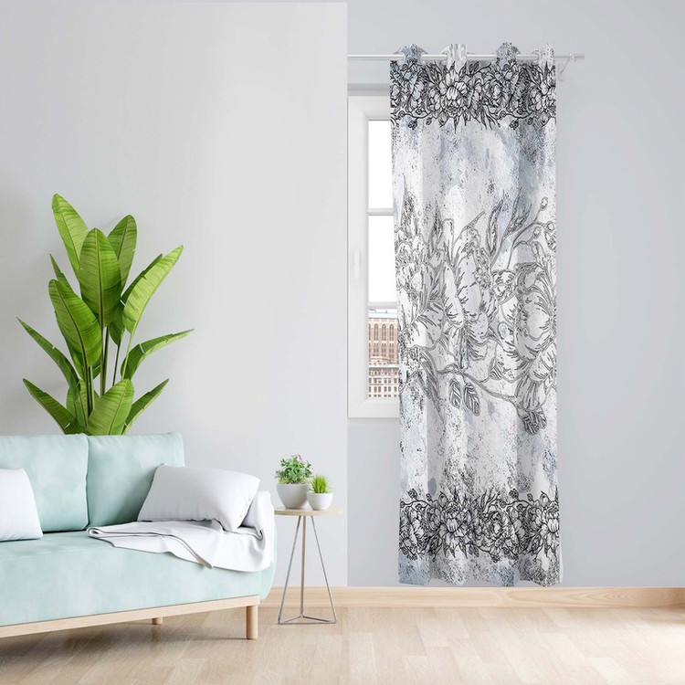 پرده طرح گل مدل مخمل پانچی کد 5191L z سایز 140x200 سانتی متر