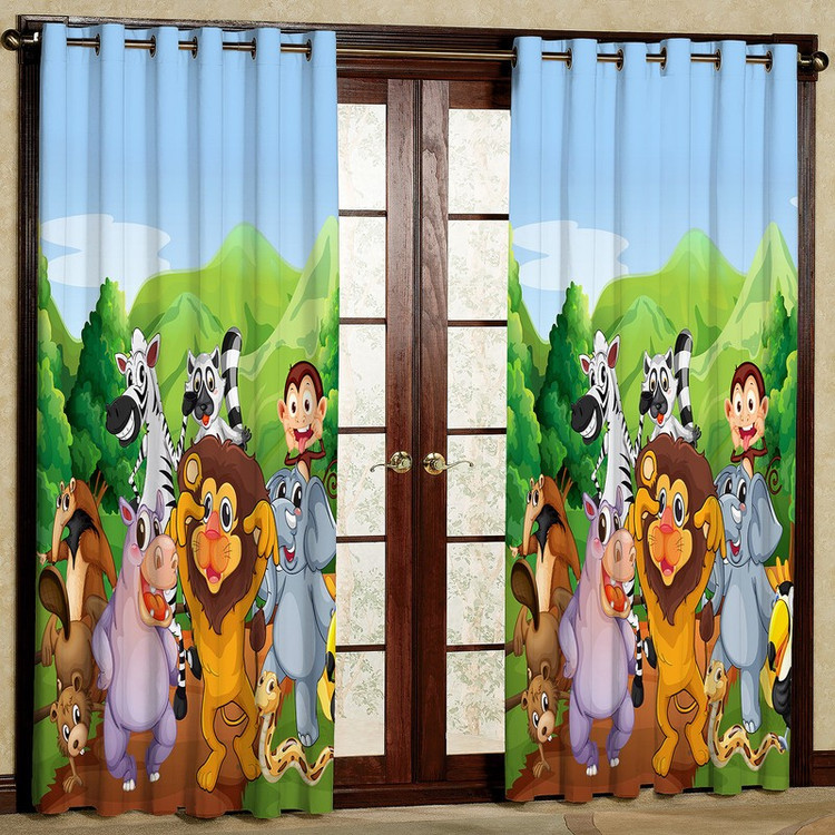 پرده مدل حیوانات مخمل پانچی کد 4045T2 سایز 200x140 سانتی متر
